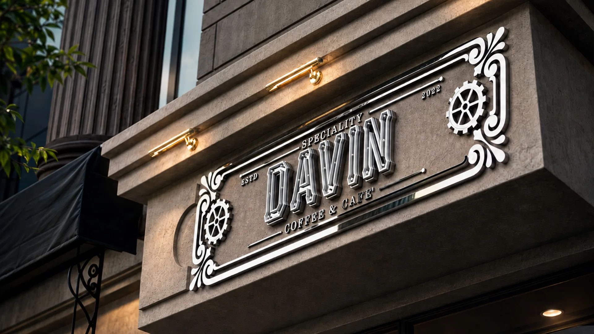 ป้ายร้านกาแฟ Davin